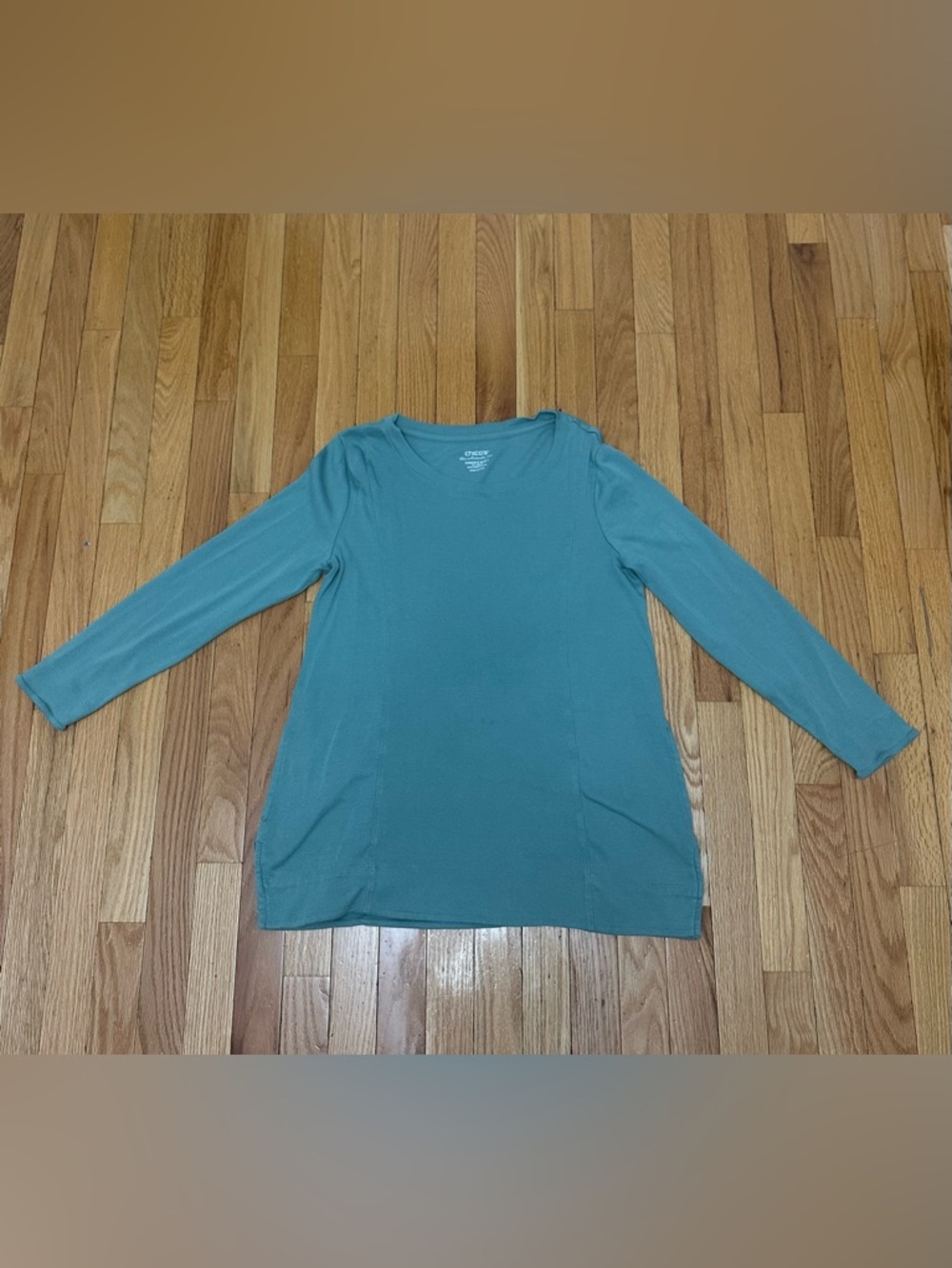 Chico's Teal Scoop Neck Long Sleeve Tunic